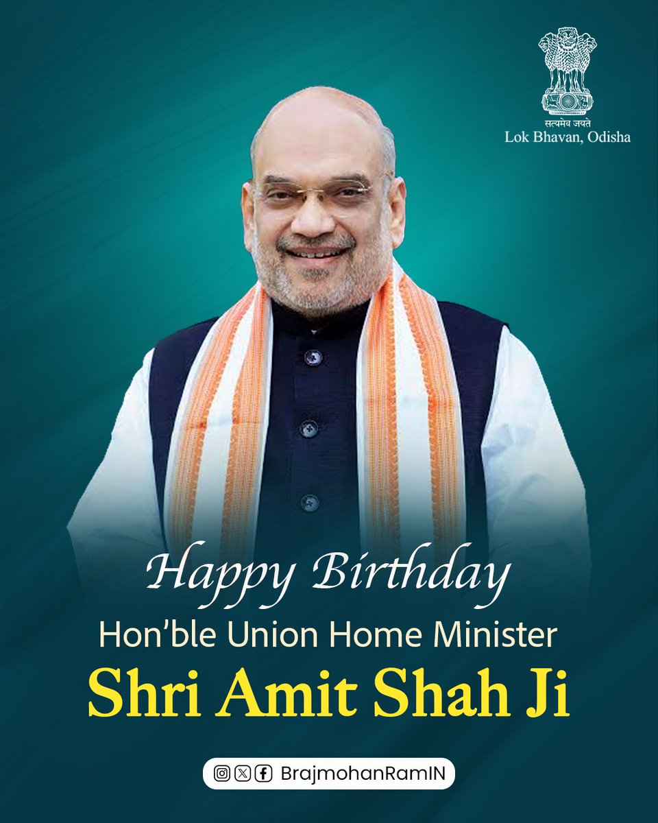 BrajmohanRamIN's tweet photo. Warmest  birthday greetings to Hon’ble Union Home Minister of India Respected Shri @AmitShah Ji.

On this special occasion, I extend my heartfelt wishes for your good health, happiness and well-being. Your dedication to a secure and stronger India continues to inspire millions. https://t.co/iZKpLAIX1d