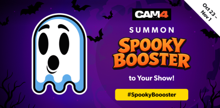 Cam4's tweet photo. 👻 BOO! SPOOKY BOOSTER IS BACK! 

Get ready for hauntingly good vibes, devilish surprises, and a Halloween celebration you won't want to miss! 

😍 Spooky returns TOMORROW!

👉 https://t.co/kWy55edpzN

#CAM4 #SpookyBooster #CAM4Halloween #Halloween2026 #SpookySeason #CAM4Community