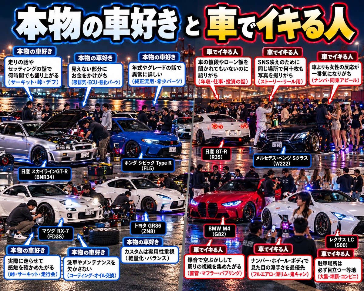 gekibuzz's tweet photo. 「本物の車好き」と「車でイキる人」

乗ってる車や改造でわかる https://t.co/YkuxbX1xIx