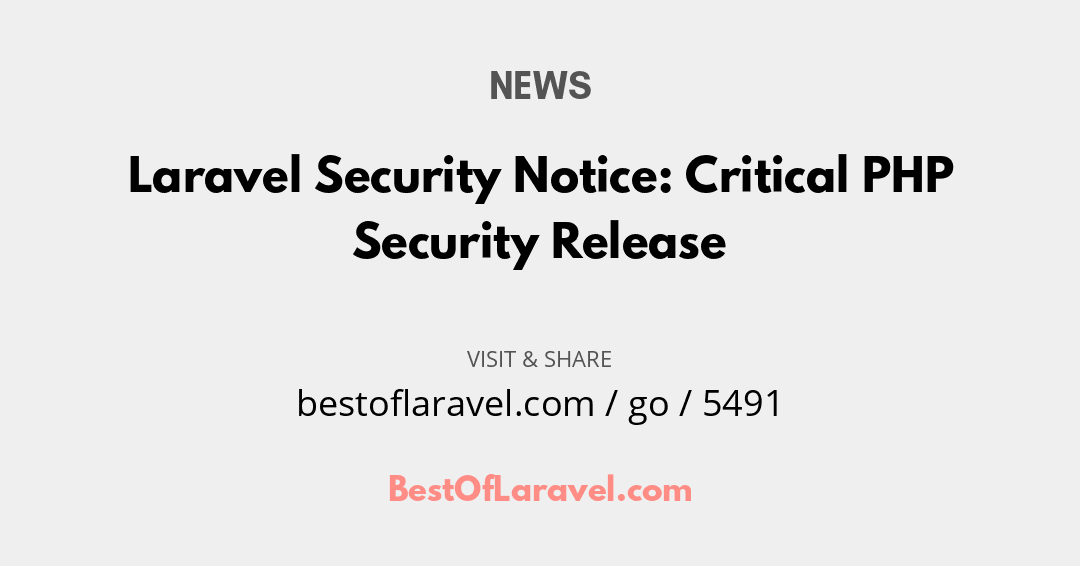 BestOfLaravel's tweet photo. #DailyResource

News by Stephen Rees-Carter
Laravel Security Notice: Critical PHP Security Release

Read now at
https://t.co/SGKxefnnrt

#php #laravel #webdev #javascript #tech #resources #developers https://t.co/kA5w7NGnIN