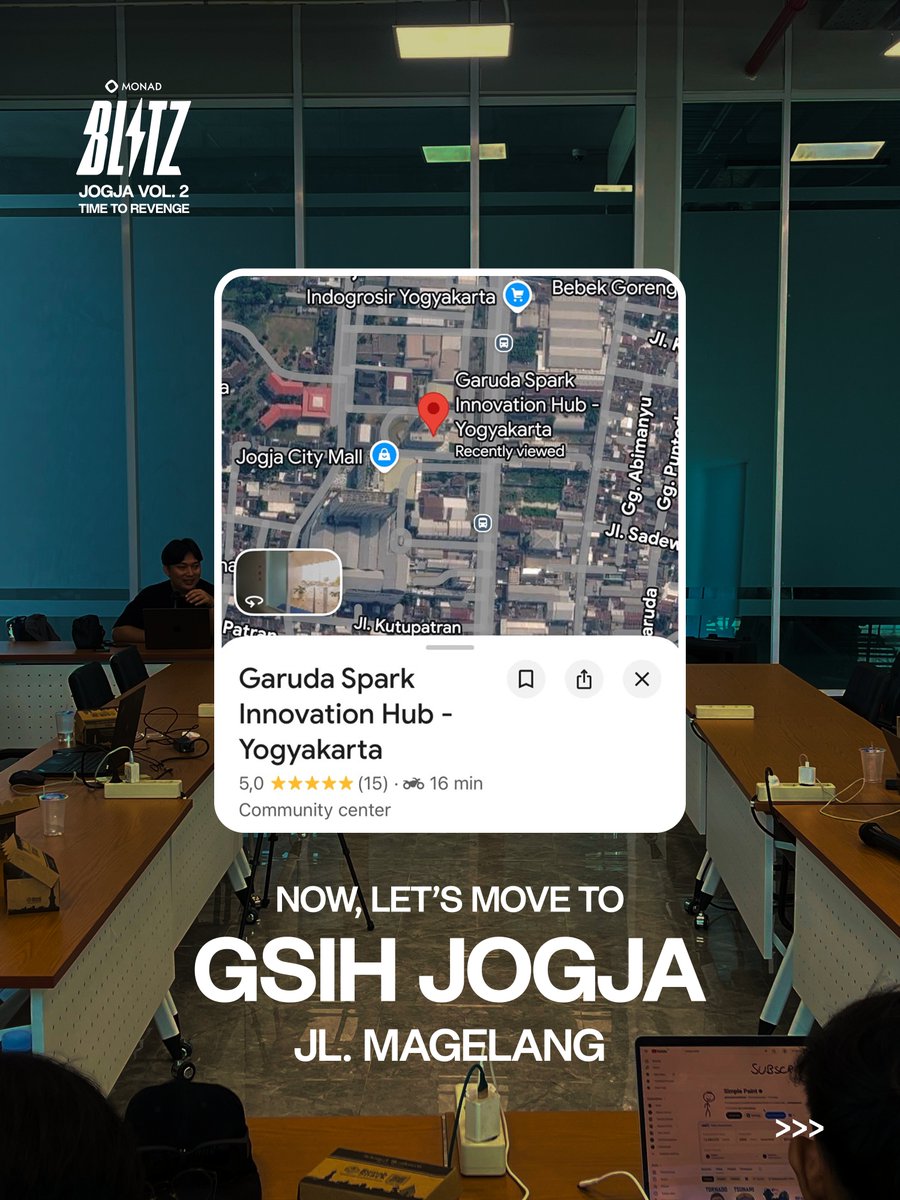 devweb3jogja's tweet photo. 📣 PERUBAHAN VENUE MONAD BLITZ JOGJA VOL. 2 📣

GMonad, dulur dev Jogja! 💜

Dikarenakan pentingnya internet berkecepatan tinggi, serta adanya potensi kebisingan dari banyaknya event di GIK UGM pada hari H acara, maka untuk kenyamanan peserta kami MEMINDAHKAN venue Monad Blitz Jogja Vol. 2 ke Garuda Spark Innovation Hub (GSIH) Yogyakarta.

Dikarenakan perubahan venue juga, Open Gate Monad Blitz Jogja Vol. 2 juga mengalami perubahan ke jam 07.00 WIB (Dari yang semula 09.00 WIB). 

Kami memohon maaf atas perubahan venue yang mendadak. Akan tetapi, pemindahan venue sangat diperlukan demi kenyamanan teman-teman dev yang merupakan prioritas Dev Web3 Jogja serta Monad Foundation. ⚡

So, sampai bertemu di GSIH Jogja tanggal 24 Oktober 2026 di GSIH Jogja, folks! 💜✨

#Monad #MonadBlitz #Yogyakarta #Web3 #Hackathon