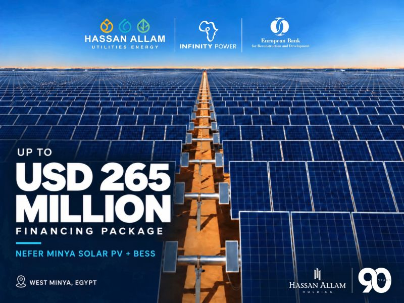 infra_marginal's tweet photo. EBRD is arranging up to $265M for a 1.2 GW solar and 600 MWh battery project in Minya, Egypt

The loan is a $160M A-loan, a $75M B-loan from Bank of Jordan and up to $30M of concessional Clean Technology Fund money. DEG, FMO and Proparco bring the full debt package to up to $566M.

EBRD's disclosure puts the plant at 1,000 MWac and total cost at $764M, so debt covers up to 74%.

Nefer Menya, the SPV, is 51% Infinity Power (Infinity and Masdar) and 49% HAU Energy (Meridiam, Hassan Allam Utilities and EBRD). AIKO supplies the modules.

Power goes to Egyptian Electricity Transmission Co. under a 25-year PPA, with the battery shifting solar output into the evening peak. COD is targeted for September 2027.