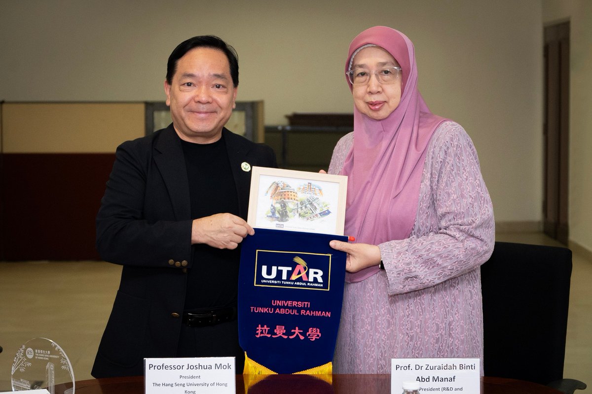 UTARnet's tweet photo. UTAR signed an MoU with The Hang Seng University of Hong Kong (HSUHK) on 22 Oct 2026 to collaborate on student and faculty exchange, joint research and academic programmes. 🤝🎓 

#UTAR #HSUHK #MoU https://t.co/tmIGlMEoVY