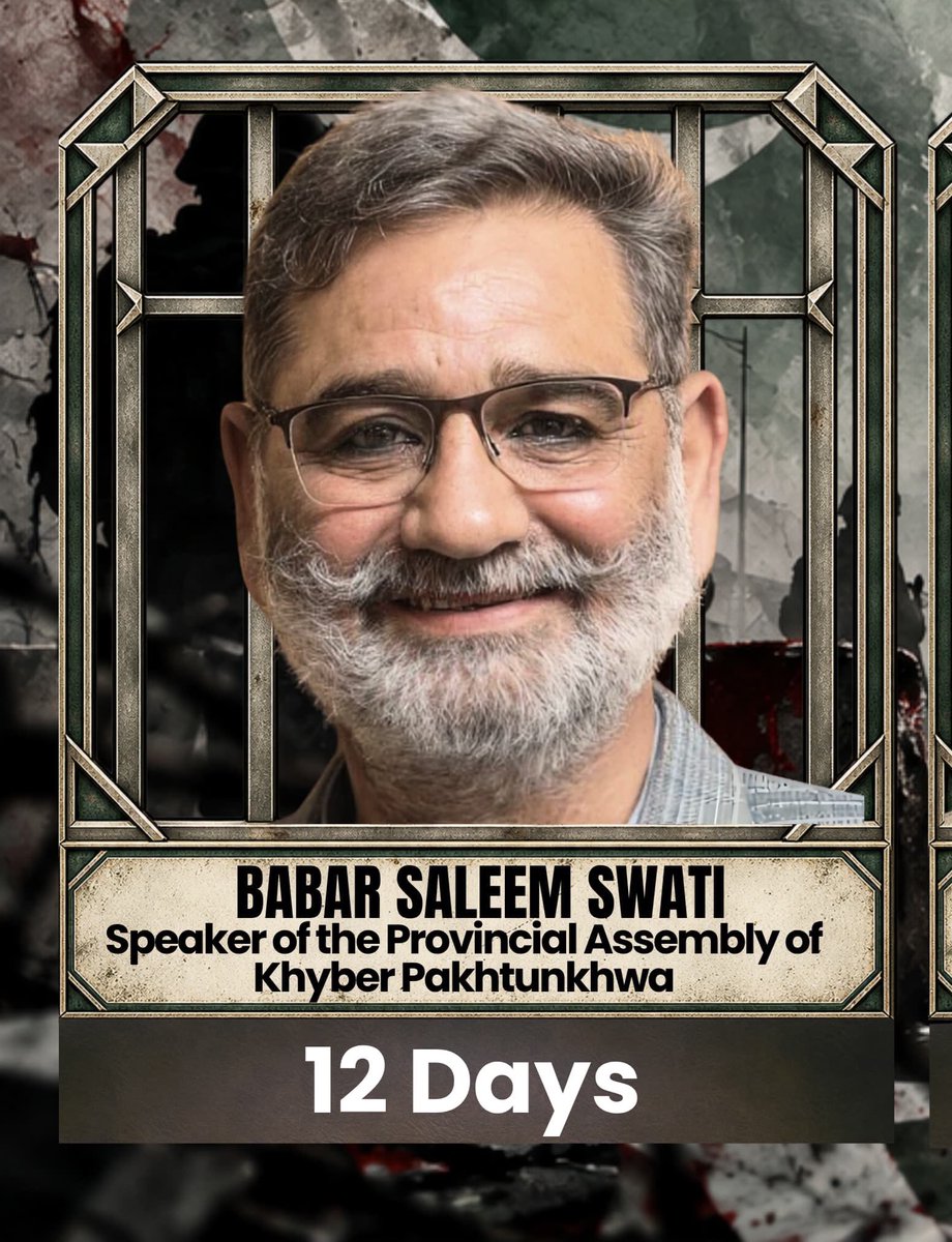 PTIofficial's tweet photo. The Chief Minister of Khyber Pakhtunkhwa and the Speaker of the Provincial Assembly were abducted by the regime 12 days ago. Their whereabouts remain unknown. They have not been produced before any court, and their families have not even been informed of their condition. 

#PakistanUnderFascism #AsimLaw