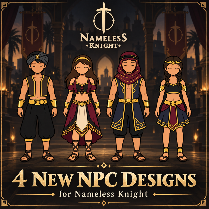 JeanSnowDev's tweet photo. 4 New npc's for the earth lands in Nameless Knight Game #rpgmaker #gamedev #indiedev #solodev https://t.co/rqPzRwp2Td