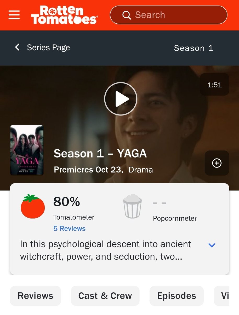lalo_blueee's tweet photo. Guys!!!!  YAGA opened with an 80% score on Rotten Tomatoes!! Obviously, this will fluctuate over the coming days, but it’s a great start! WHOLE HOUSE YAGA 🐓🔮 https://t.co/E5afcnPoP4