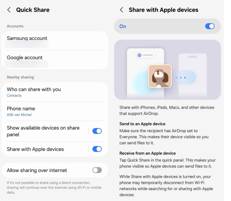 CashifyTechByte's tweet photo. This might be the first time we'll see #Samsung and #Apple Collaborate!

One UI 9 brings 'AirDrop' support to Samsung for the first time!  Now directly share files to #iPhone. 
Go to Settings>Connected devices>Quick Share>turn on Apple sharing

#Samsung #News #Cashify #OneUI9 https://t.co/S9DzmBf0FM