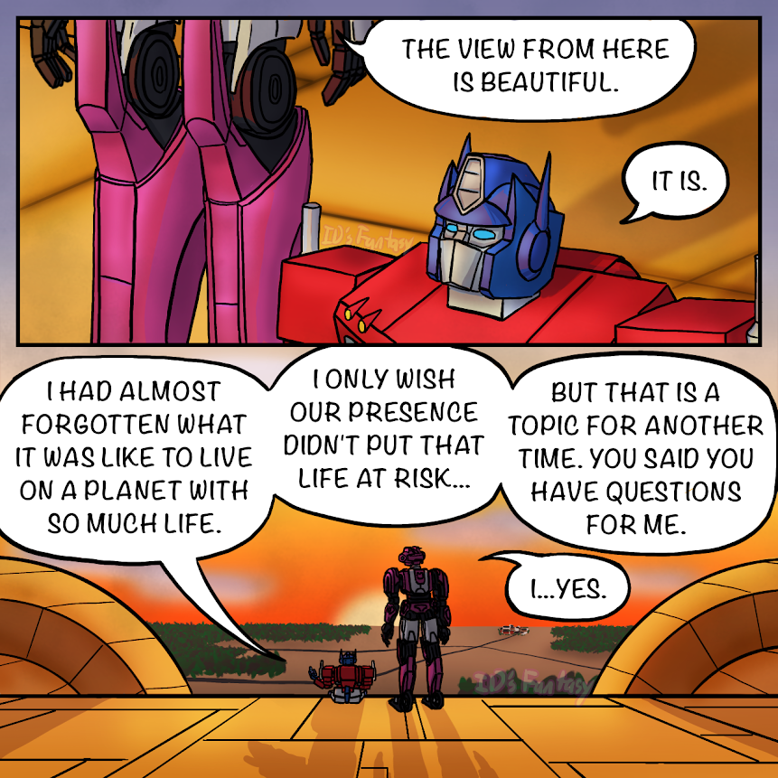 IDsFantasy's tweet photo. I have finally finished the next part of the Transformers Box AU! Previously, Elita-1 and her team landed on Earth to find out just how much smaller the Earth vehicle forms made Optimus Prime and the others in addition to the G1-ification. Now, she has another concern... (1/5) https://t.co/HNAaWeI3KC