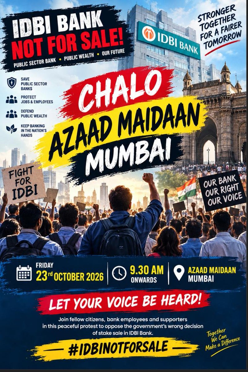 Rish_navmishra's tweet photo. #IDBINOTFORSALE 
@samajwadiparty @BJP4India @PMOIndia @DFS_India @SecyDIPAM @INCIndia @AamAadmiParty https://t.co/3rsmJfx1Lx