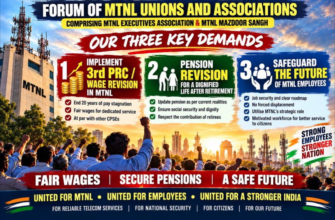 Lalit61191's tweet photo. #3rdPRC_MTNL employees! 
#Remove_Affordability_Clause
#Pension_revision_DOT-MTNL
#Secure_Employees_Future-MTNL https://t.co/VupbjLeBqf
