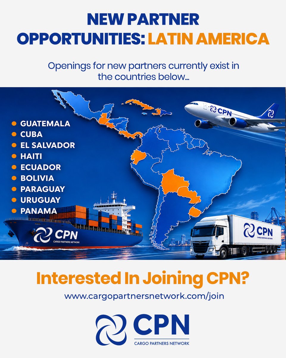 CPNNetwork1's tweet photo. New partner opportunities to join our exclusive network as the sole representative of your country.
Find out more: https://t.co/LD2HB713SU
Apply here: https://t.co/NqEyRfJQ46
#cargopartners #wellconnected #logistics... https://t.co/ZUcqXWZ2OE