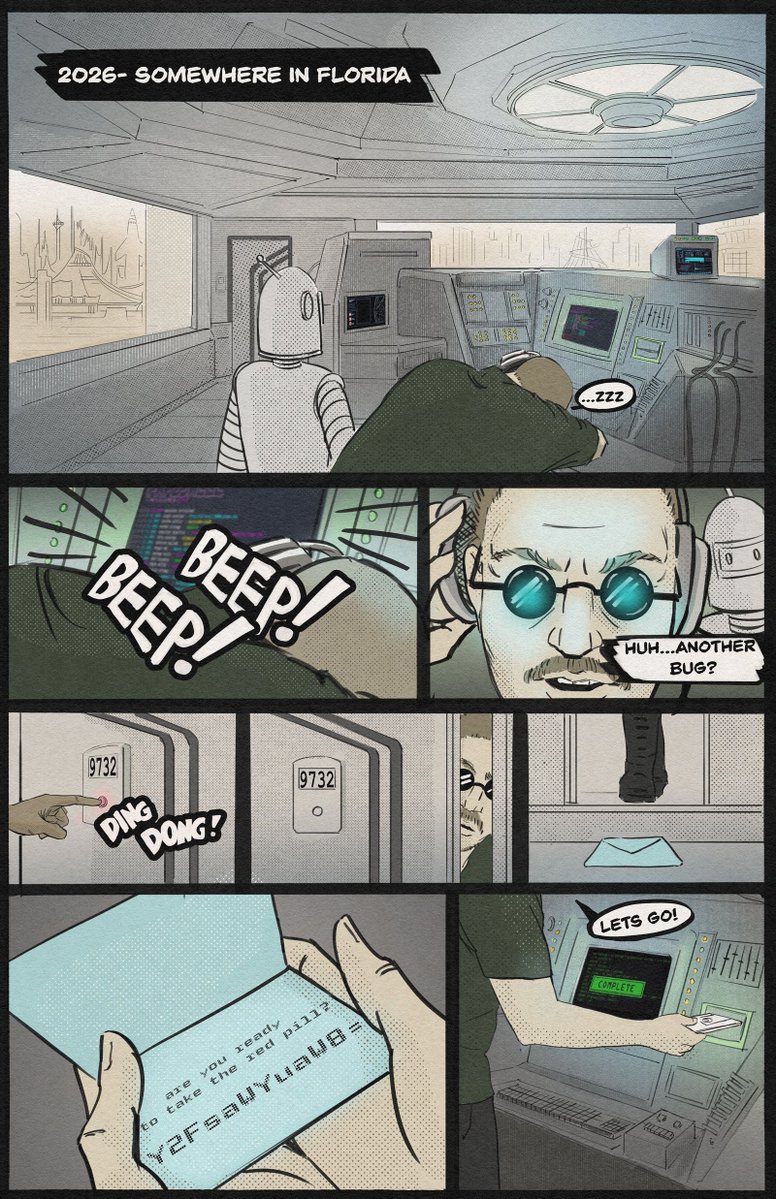 lcfr_hax's tweet photo. Team work makes the dream work <3 

We wanted to do something a bit different than using LLM's to generate all the pieces from exploit, writeup and art. We decided on a human created comic to offset the LLM usage in our release, that tells the tale with some exaggerated scenarios inspired from a few movies. 

If you liked the art (or want your own exploit story/comic..) check out her work at https://t.co/CyhBOcAqdF