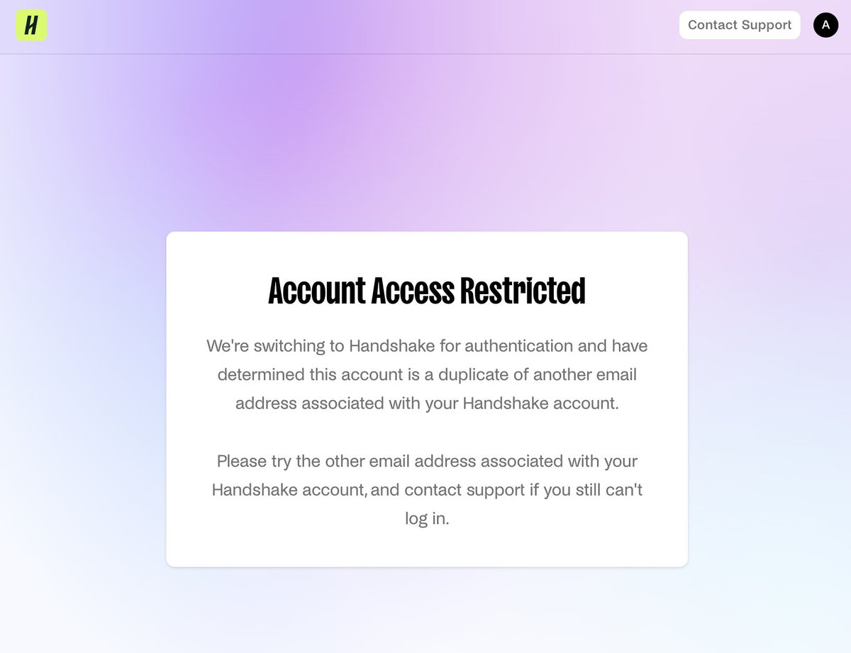 anshsina's tweet photo. @joinHandshake Despite several attempts to connect and submitting support tickets, I am still not receiving assistance from the Handshake team. It feels quite unfair that my account was blocked as a duplicate without warning. All my effort has been wasted so far. https://t.co/HeFDRv9ohS
