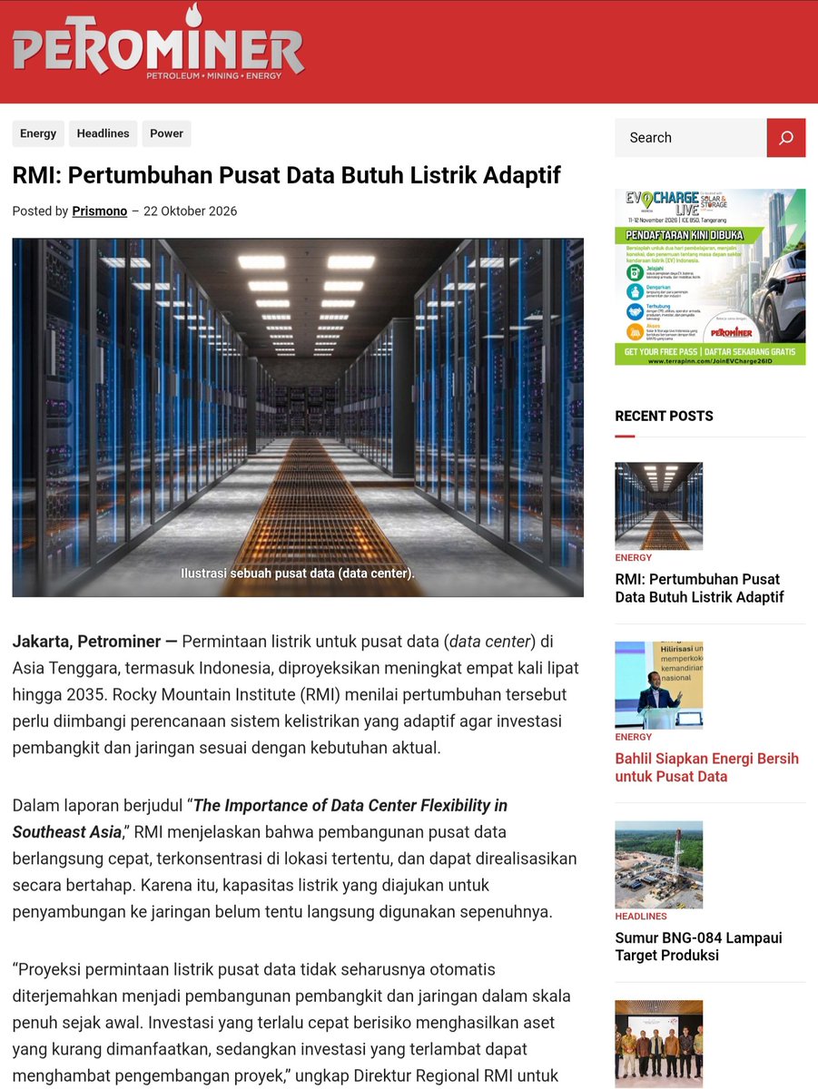 petrominer_com's tweet photo. Proyeksi permintaan listrik pusat data tidak seharusnya otomatis diterjemahkan menjadi pembangunan pembangkit dan jaringan dalam skala penuh sejak awal
#pusatdata #rmi #listrik #petrominer #investasi
https://t.co/EJHDBco2m0 https://t.co/anddT2GyGj