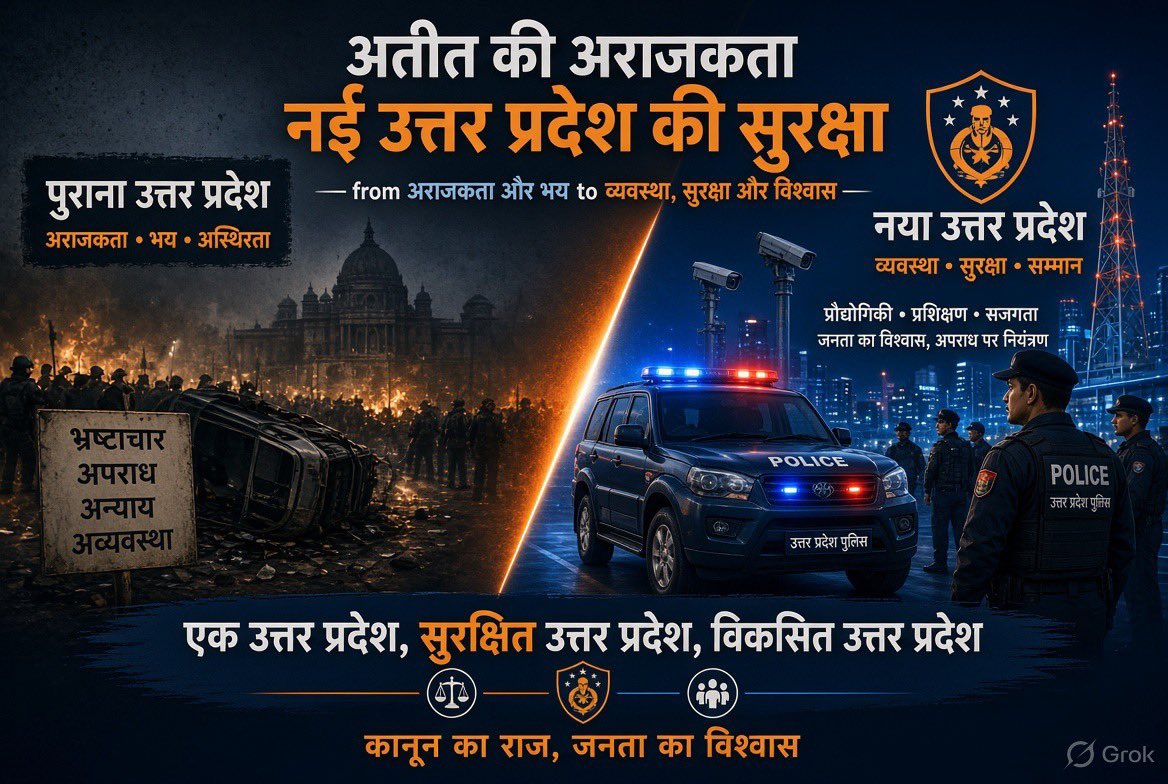 Maans1975's tweet photo. कानून-व्यवस्था की चिंताओं से सख्त प्रवर्तन तक, योगी आदित्यनाथ के नेतृत्व में उत्तर प्रदेश का सुरक्षा परिदृश्य बड़ा बदलाव आया है। जीरो टॉलरेंस नीति से अब सुरक्षित और बेहतर माहौल बन रहा है।
#YogiAdityanath #UPWithYogi #LawAndOrder #SafeUP #NewUP #UttarPradesh #YogiGovernment #UPTransformation #ZeroTolerancePolicy #SecurityFirst #UP2027 #UPElections2027 #TransformingUP