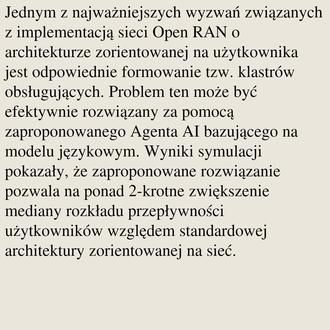 USB's tweet photo. Agent AI Zarządzający Siecią Open RAN Zorientowana na Użytkownika

Marcin Hoffmann
https://t.co/fPqawUqFwF [𝚌𝚜.𝙽𝙸 𝚌𝚜.𝙰𝙸] https://t.co/YVOKnV6UIN