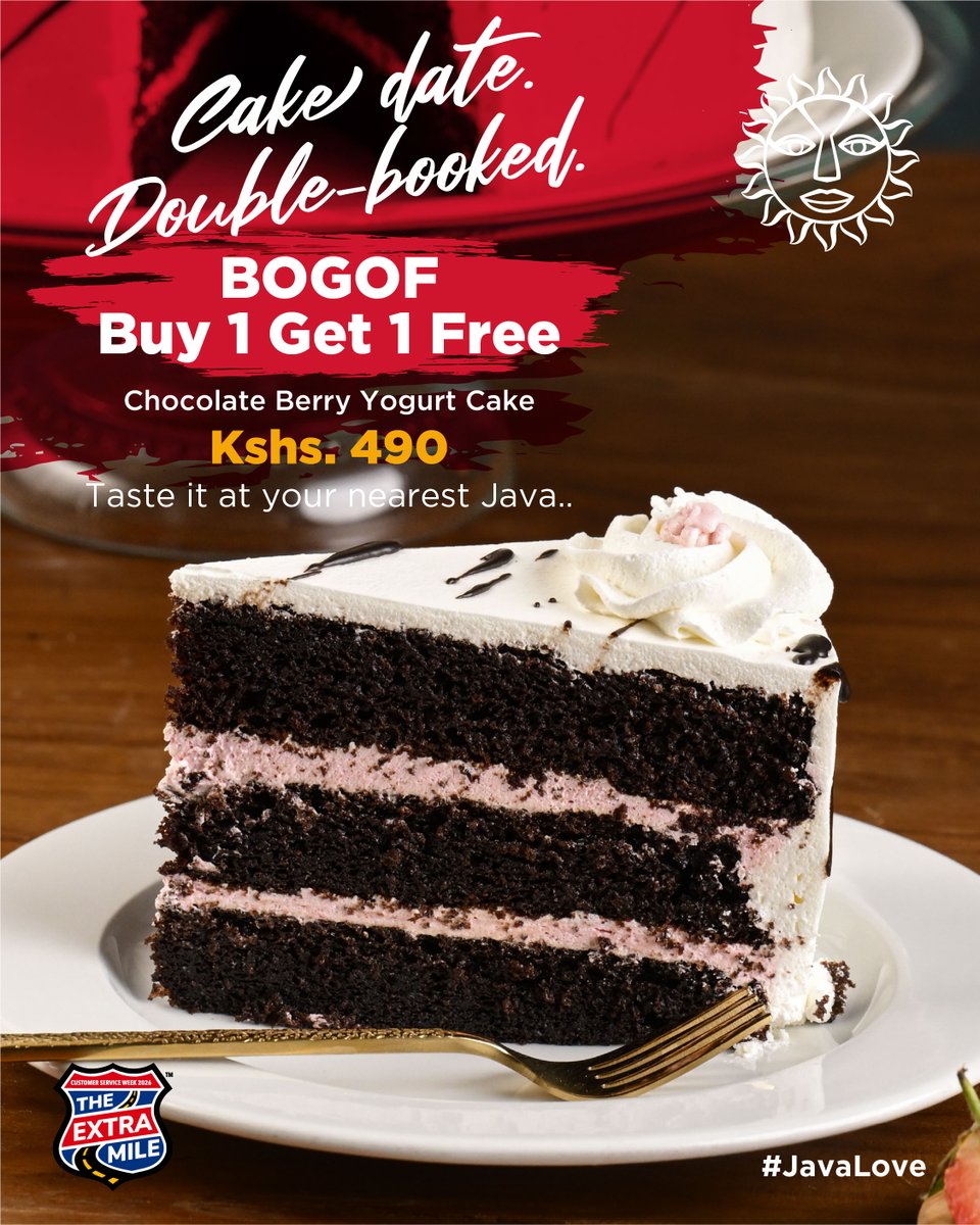 javahouseafrica's tweet photo. Chocolate sponge, strawberry Chantilly and a tangy finish. 😍 One slice might not be enough, and with our Buy One Get One Free offer, you don’t have to choose! Bring your cake-loving friend and make it a sweet date. 🍰
#JavaLove https://t.co/t2CRFx1rNm