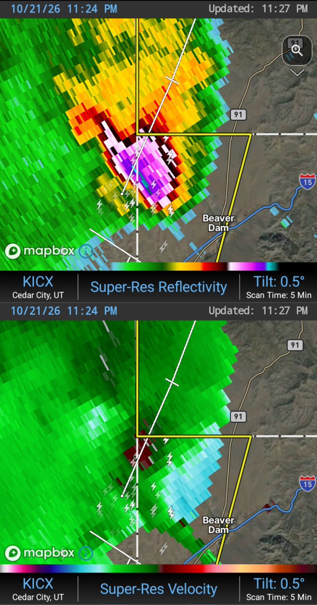 JustCraziness4U's tweet photo. Damn this is an impressive hail core coming to St George, Utah https://t.co/itgGMdhhbK