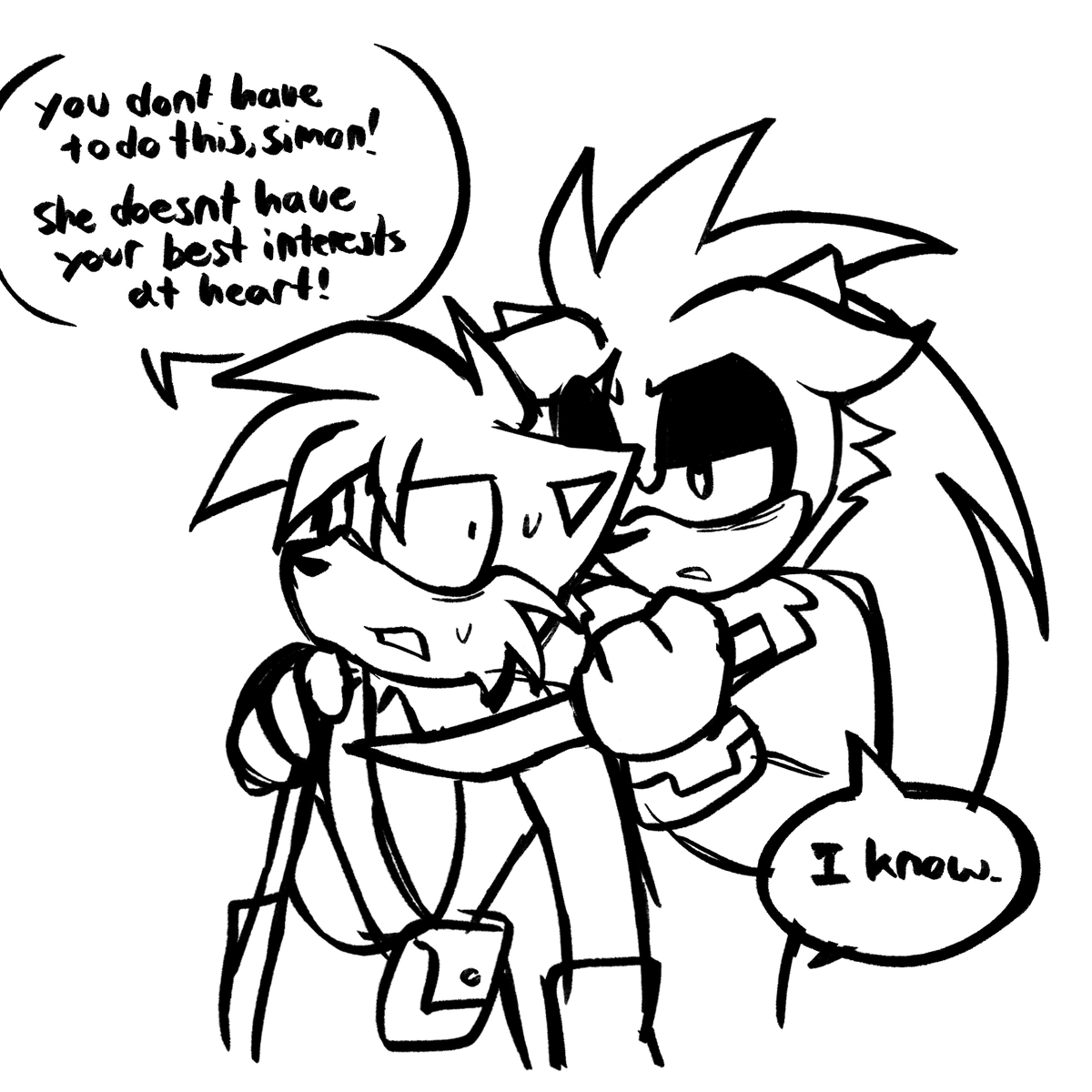 baconkanarts's tweet photo. Time for more oc yapping…

While he works for Labyrinth, Simon at times feels bad for the stuff she often makes him do (like hurting other players)

This doesn’t really stop him though, and he’s willing to do her bidding as long as she protects him.

#sonicescapethemaze #exeoc https://t.co/0zL8doYTpN