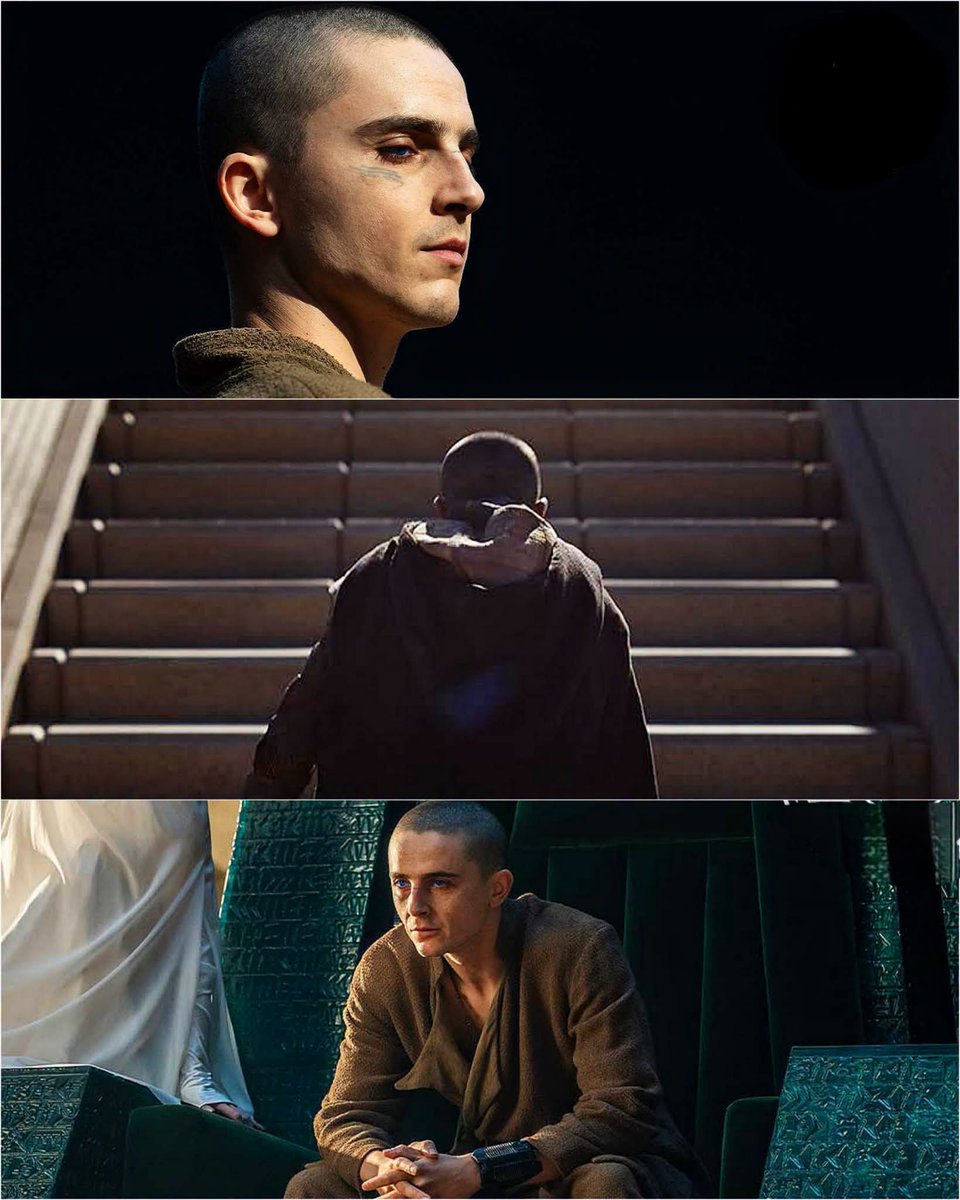 ScenesInFilm's tweet photo. Timothée Chalamet returns as Paul Atreides in Denis Villeneuve’s ‘DUNE: PART THREE,’ promising a darker, more devastating chapter in the battle for Arrakis. https://t.co/Ub7zhbenUt