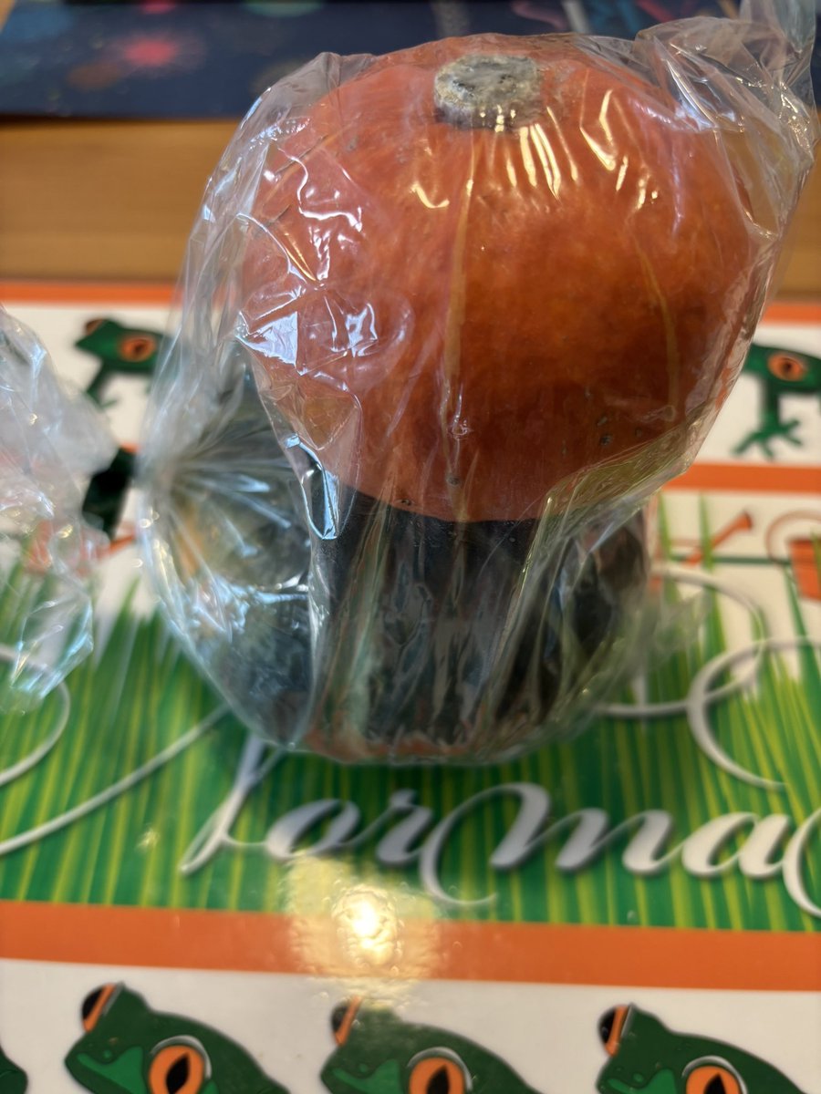 SPC13DbD's tweet photo. ハロウィンが近いから？なのかお野菜セットに派手なかぼちゃがまるまる入ってて若干困惑している(笑)
どうやって調理しようか…(^_^;) https://t.co/peDBptPcbE