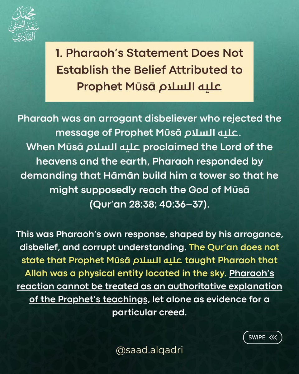 saadalqadri's tweet photo. A clarification on the claim regarding Prophet Musa عليه السلام and Pharaoh’s tower, with evidence from the Qur’an and the words of Qadi Abu Bakar Ibn al-Arabi رحمه الله https://t.co/AQGJByMCdN