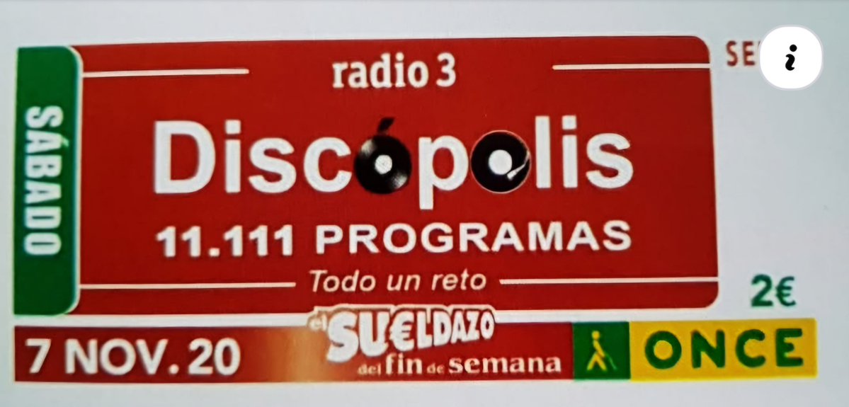 Discopolis3's tweet photo. Hace 6 años 
Discópolis 11.111: Nick Mason's A Saucerful of Secrets - King Crimson - Martes 20 octubre 2020. Escucha el programa aquí: 
https://t.co/hszemw1Q84 Archivo RTVE
Discópolis emite hoy la edición 11.111, una barbaridad inimaginable pero que me hace muy feliz https://t.co/X8SYWYBNsu