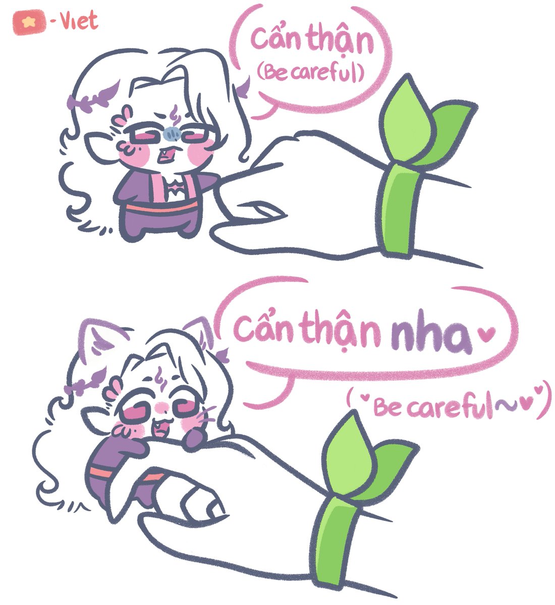 Abortius's tweet photo. How Viets make themselves sound cuter 🇻🇳

Simple Explanation 🐱
Without "nha," ➡️ strict tone 😠
With "nha," ➡️ gentle tone ☺️ https://t.co/yq7lEgFE7e