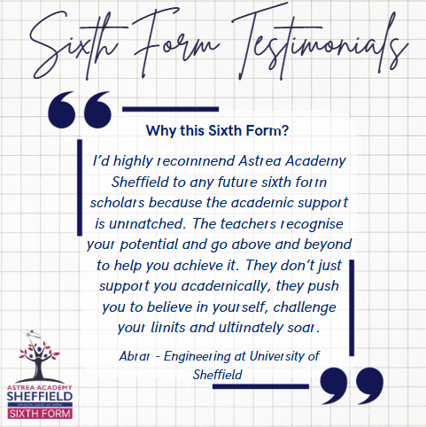 AstreaAcadSheff's tweet photo. We're really looking forward to welcoming scholars and families to our Sixth Form Open Evening TONIGHT!
Time: 4:30pm - 6:30pm UPDATED TIME
Location: Astrea Academy Sheffield, Secondary Phase
Come and chat to our amazing Sixth Form Scholars and staff
#AAScommunity #sixthform https://t.co/bywhHGwRRG