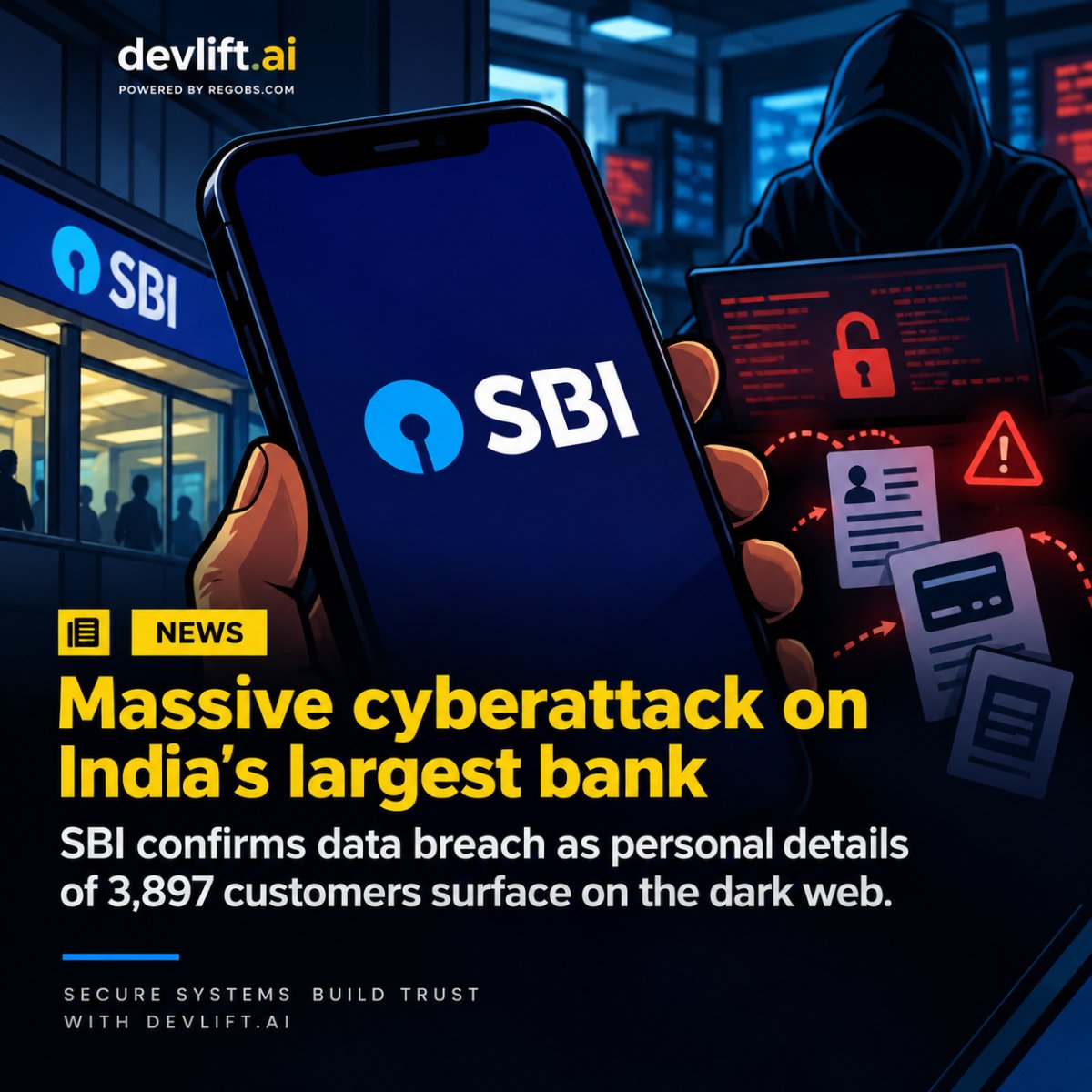 ReGoBsTech's tweet photo. Reports of a potential SBI data breach have raised fresh concerns over customer data security, with details of 3,897 customers allegedly surfacing on the dark web.

#CyberSecurity #SBI #DataBreach #InfoSec #DevSecOps https://t.co/FBGkwC7eKk