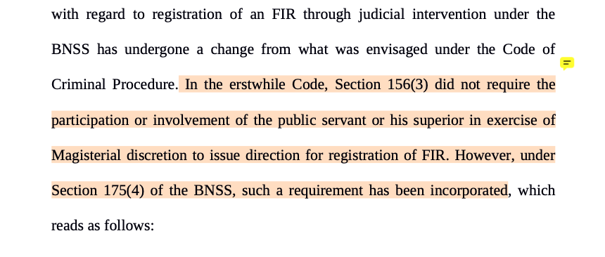 CiteCase's tweet photo. What changed when S. 156(3) CrPC became S.175(4) BNSS? https://t.co/1OgiIkVes1
