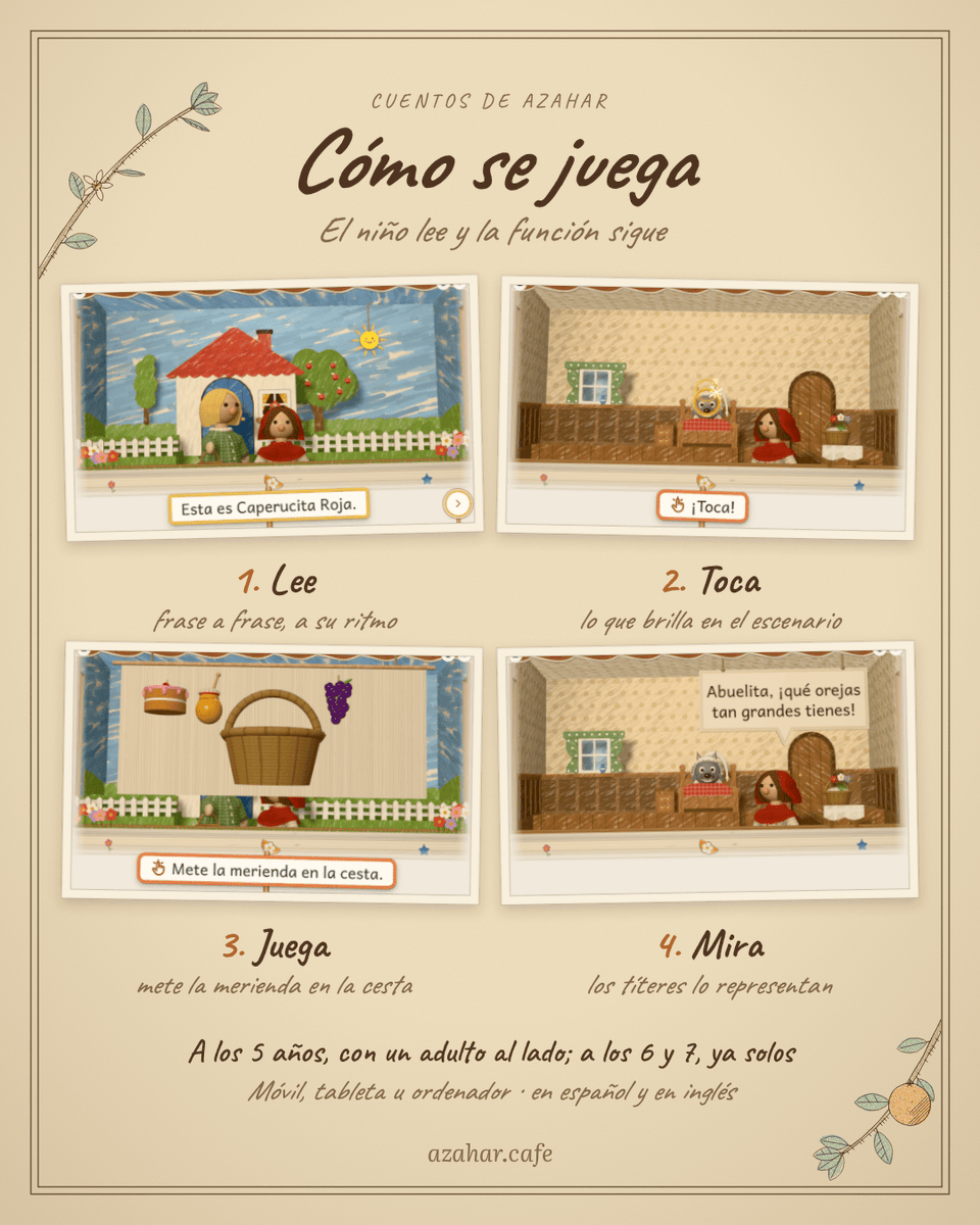 elpumberto's tweet photo. Ya está disponible Cuentos de Azahar, mi web de cuentos interactivos para niños de 5 a 7 años.

De momento solo Caperucita Roja, pero tengo 7 más en camino.

Si lo probáis con los peques, contadme qué tal. https://t.co/HIpYw9NK87