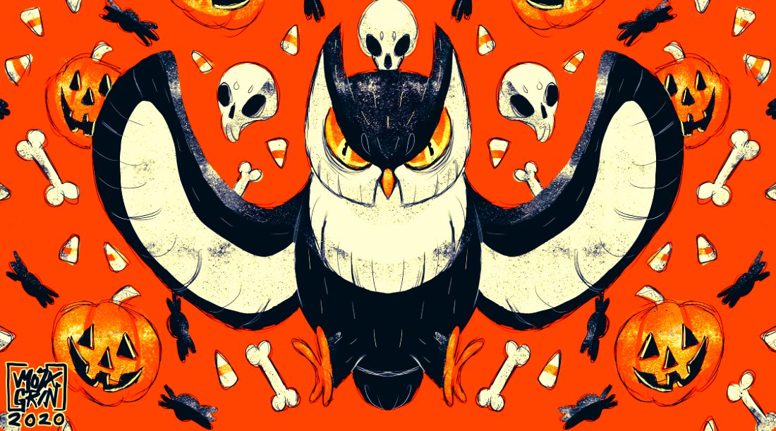 mozagrin's tweet photo. 2020 Halloween Art🦉🐐🎃 https://t.co/m5PWca4bOU