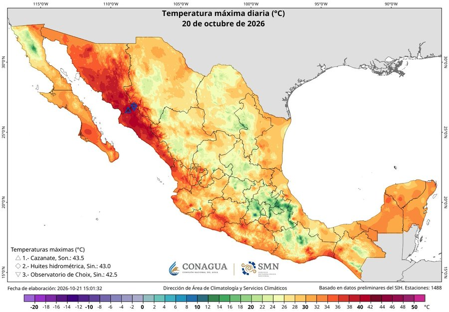 extremetemps's tweet photo. MEXICO Took the lead of the highest temperature in the Northern Hemisphere on Tuesday with a remarkable
43.5C/110F at Cazanate.

Mexican Pacific has been experiencing no-stop record heat for over a year, specially with unprecedented hot nights. https://t.co/WkG72u8ITc