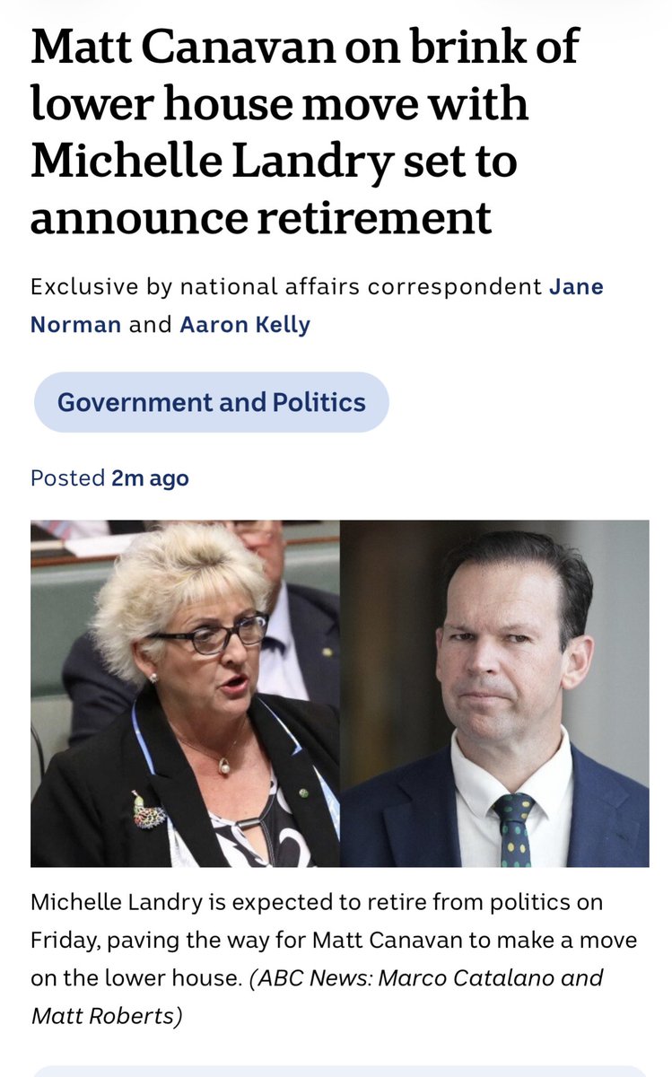 LyndaFrench19's tweet photo. Federal Nationals MP #MichelleLandry is set to announce her intention to retire from politics on Friday, paving the way for her leader #MattCanavan to switch to the lower house at the next election.
https://t.co/OxLWKy2K68 https://t.co/5I9mKbSpdx
