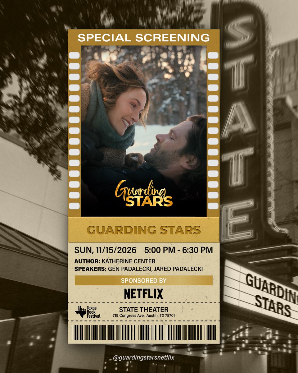 GuardingStarsPR's tweet photo. 🎬 Netflix Presents: A Special Screening of Guarding Stars

Join Netflix for a special pre-screening of Guarding Stars, the film adaptation of Katherine Center’s bestselling novel The Bodyguard, starring Leighton Meester and Jared Padalecki.

Via @texasbookfest https://t.co/6UuisVFyw7