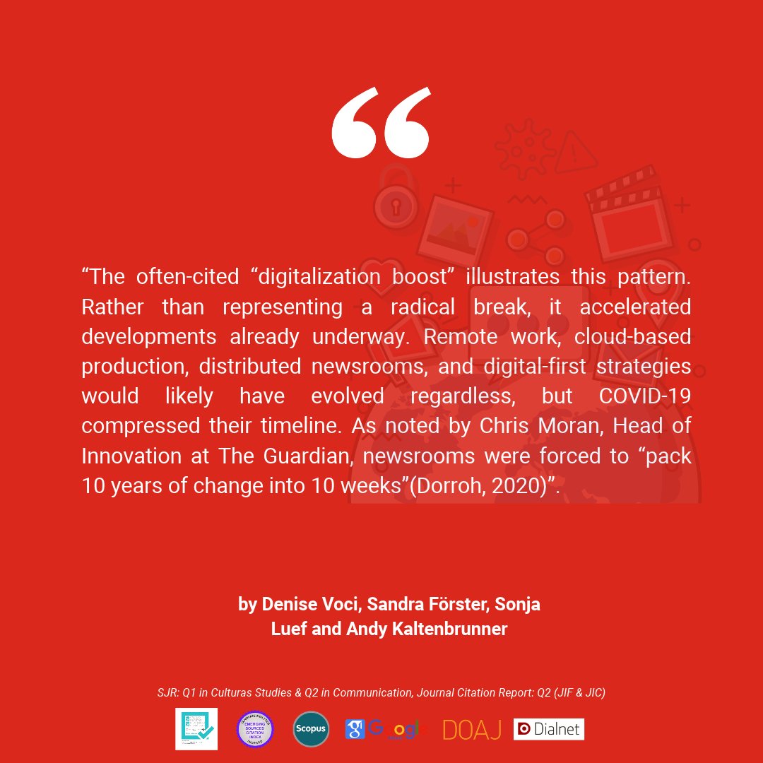JournalCommSoc's tweet photo. 📄 "Innovation through Crisis? The Case of COVID-19 for the Media Industry" by Denise Voci, Sandra Förster, Sonja Luef and @KaltenbrunnerA 

🔍 https://t.co/RD8k248wm3

#OpenAccess #Communication #Academic #COVID #Crisis #Media #Innovation https://t.co/8O7ZLFYE49