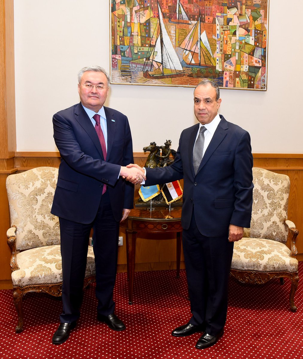 EgyptForeignMin's tweet photo. سعدت باستقبال وزير خارجية كازاخستان وبحث دفع العلاقات الثنائية والأوضاع الإقليمية، وتوقيع بروتوكول تعديل اتفاقية إعفاء من التأشيرات الدبلوماسية

Pleased to welcome Kazakhstan’s FM to discuss bilateral &amp; regional issues, &amp; sign protocol amending diplomatic visa exemption agreement https://t.co/2PPoq8pG65