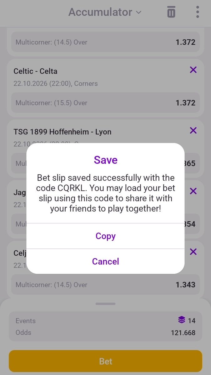 YarCliff's tweet photo. Europa League Multicorners♻️💰

120+ Odds💰💰

Global code>>>>>CQRKL

Place your bets with BetJam &amp; enjoy 150% Midweek Bonus on all deposits!

Register via - https://t.co/vHXTxFzG6W
Use Promocode: MAXON1 

Download app: https://t.co/3eLh4lmAhY https://t.co/I9Utb0TWdO