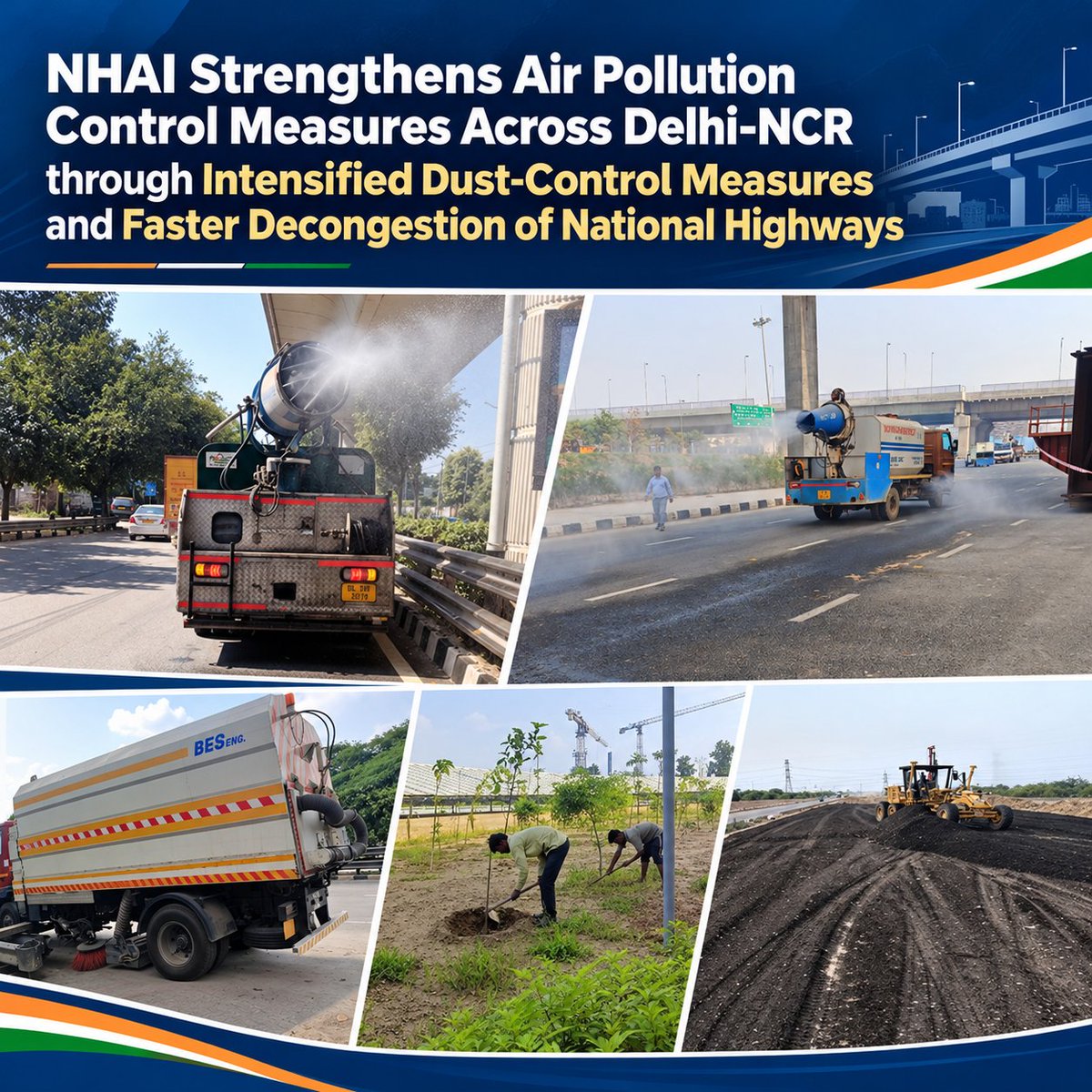 Smog Gun Ahead of the winter season, NHAI has intensified dust-control measures ...
