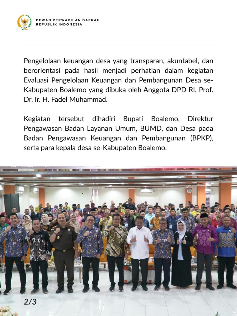 DPDRI's tweet photo. Anggota DPD RI asal Gorontalo Fadel Muhammad dalam reses sampaikan pengelolaan Keuangan Desa harus berdampak nyata bagi masyarakat. 

#dpdri #daridaerahuntukindonesia https://t.co/9g5PaDJHYx