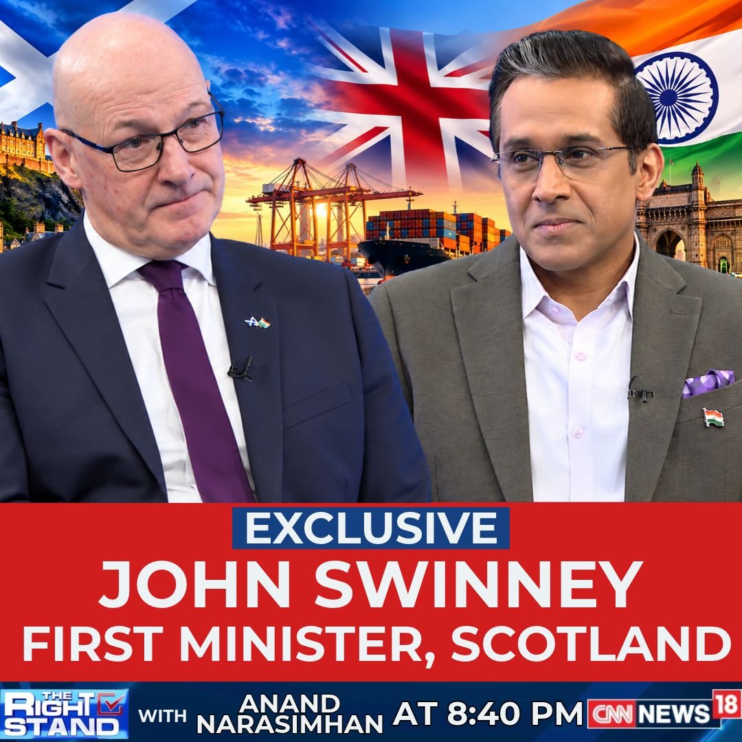 CNNnews18's tweet photo. #Exclusive | John Swinney (@JohnSwinney) , First Minister, Scotland
Watch #TheRightStand with @AnchorAnandN at 8:40 PM only on CNN-News18
Tune in: https://t.co/aNIieOEeL0 https://t.co/gSEoUKqoCI