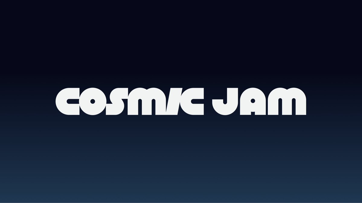 thejoshandrew's tweet photo. Custom wordmark logo for Cosmic Jam.

The letterforms allowed us to build a chunky geometric space-inspired aesthetic that looks at home on a bag or a billboard. Swagstore coming soon... https://t.co/33RBOuWgml
