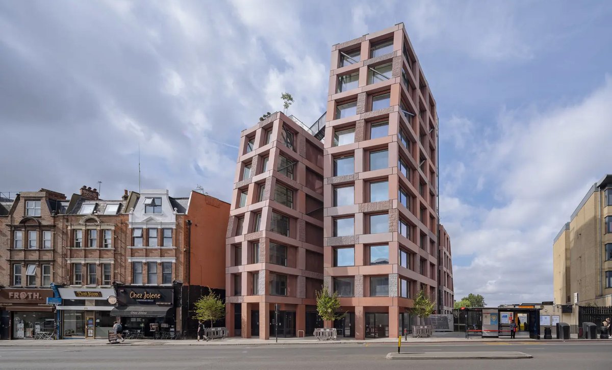 RIBAJ's tweet photo. Petra Heights, a 10-storey apartment building in Finchley, is Groupwork’s first large stone project for a commercial developer, so an important proof of concept of stone’s viability as a low-carbon building material https://t.co/7KNjBDWYZJ https://t.co/HB80ESwHr6