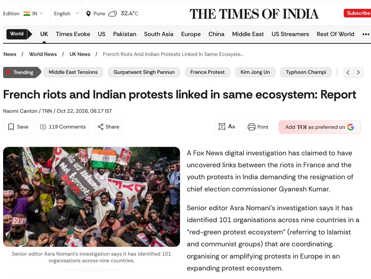 BJP4India's tweet photo. Sonia Gandhi’s Congress party wants regime change in India, and they have been making their intentions clear from time to time.

A Fox News investigation by Asra Nomani has mapped 101 organisations across 9 countries, an Islamist and Communist protest ecosystem that turned student unrest in France into riots and has now turned its sights on India.

The report names Indian Alliance Paris for linking French and Indian protest messaging, and Progressive International for grouping protests across France, Spain, Albania and India.

𝐓𝐡𝐚𝐭 𝐬𝐚𝐦𝐞 𝐏𝐫𝐨𝐠𝐫𝐞𝐬𝐬𝐢𝐯𝐞 𝐈𝐧𝐭𝐞𝐫𝐧𝐚𝐭𝐢𝐨𝐧𝐚𝐥 𝐬𝐚𝐭 𝐝𝐨𝐰𝐧 𝐰𝐢𝐭𝐡 𝐒𝐨𝐧𝐢𝐚 𝐆𝐚𝐧𝐝𝐡𝐢 𝐚𝐧𝐝 𝐑𝐚𝐡𝐮𝐥 𝐆𝐚𝐧𝐝𝐡𝐢 𝐚𝐭 𝟏𝟎 𝐉𝐚𝐧𝐩𝐚𝐭𝐡 𝐢𝐧 𝐀𝐩𝐫𝐢𝐥 𝟐𝟎𝟐𝟓. 𝐂𝐥𝐞𝐚𝐫𝐥𝐲, 𝐭𝐡𝐞𝐫𝐞 𝐢𝐬 𝐦𝐨𝐫𝐞 𝐭𝐡𝐚𝐧 𝐦𝐞𝐞𝐭𝐬 𝐭𝐡𝐞 𝐞𝐲𝐞, 𝐚𝐧𝐝 𝐭𝐡𝐢𝐬 𝐰𝐚𝐬 𝐧𝐨 𝐜𝐨𝐮𝐫𝐭𝐞𝐬𝐲 𝐜𝐚𝐥𝐥.

𝐖𝐡𝐚𝐭 𝐰𝐚𝐬 𝐝𝐢𝐬𝐜𝐮𝐬𝐬𝐞𝐝?
𝐖𝐡𝐨 𝐢𝐬 𝐩𝐚𝐲𝐢𝐧𝐠 𝐟𝐨𝐫 𝐭𝐡𝐞𝐬𝐞 𝐩𝐫𝐨𝐭𝐞𝐬𝐭𝐬?
𝐖𝐡𝐲 𝐢𝐬 𝐂𝐨𝐧𝐠𝐫𝐞𝐬𝐬 𝐢𝐧 𝐭𝐡𝐞 𝐫𝐨𝐨𝐦 𝐞𝐯𝐞𝐫𝐲 𝐬𝐢𝐧𝐠𝐥𝐞 𝐭𝐢𝐦𝐞 𝐚 𝐜𝐨𝐧𝐬𝐩𝐢𝐫𝐚𝐜𝐲 𝐚𝐠𝐚𝐢𝐧𝐬𝐭 𝐈𝐧𝐝𝐢𝐚 𝐢𝐬 𝐰𝐫𝐢𝐭𝐭𝐞𝐧?
𝐒𝐨𝐧𝐢𝐚 𝐆𝐚𝐧𝐝𝐡𝐢 𝐚𝐧𝐝 𝐡𝐞𝐫 𝐤𝐢𝐝𝐬 𝐨𝐰𝐞 𝐚𝐧 𝐚𝐧𝐬𝐰𝐞𝐫 𝐭𝐨 𝐭𝐡𝐞 𝐧𝐚𝐭𝐢𝐨𝐧.

India will not bow to anarchy. Under PM Shri @narendramodi and HM Shri @AmitShah, anyone planning bloodshed in this country will meet the full force of the law.

#LongLiveTheIndianRepublic