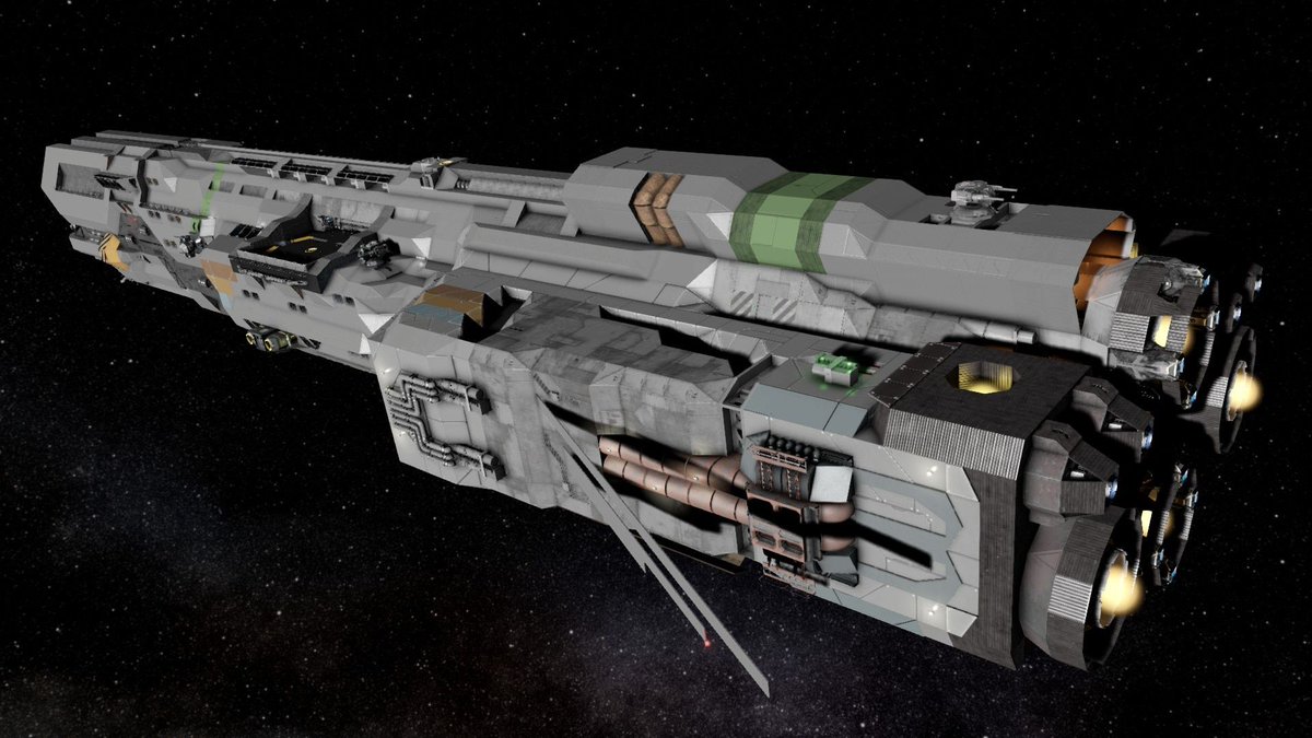 SpaceEngineersG's tweet photo. LIM Adula IIA | Survival-Ready Civilian Mothership by LadyLime

➡️ https://t.co/dMKxxUmOhn

Following new phase gates being discovered allowing passage to the outer Enigma system, LIM began updating its old fleets of Adula II merchant vessels in order to dramatically extend their service life and jump range. In this upgrade, more maintenance tunnels were added for easier repairs in the black, a Claire V2 module was installed, a farm was retrofitted into one of the cargo bays, and the interior was updated to reflect the LUNA Alliance's minimum quality for crewman life.

🚀 Feed your “Need to Create” - https://t.co/KVZuXcdGjJ

#SpaceEngineers #SteamWorkshop #NeedToCreate
