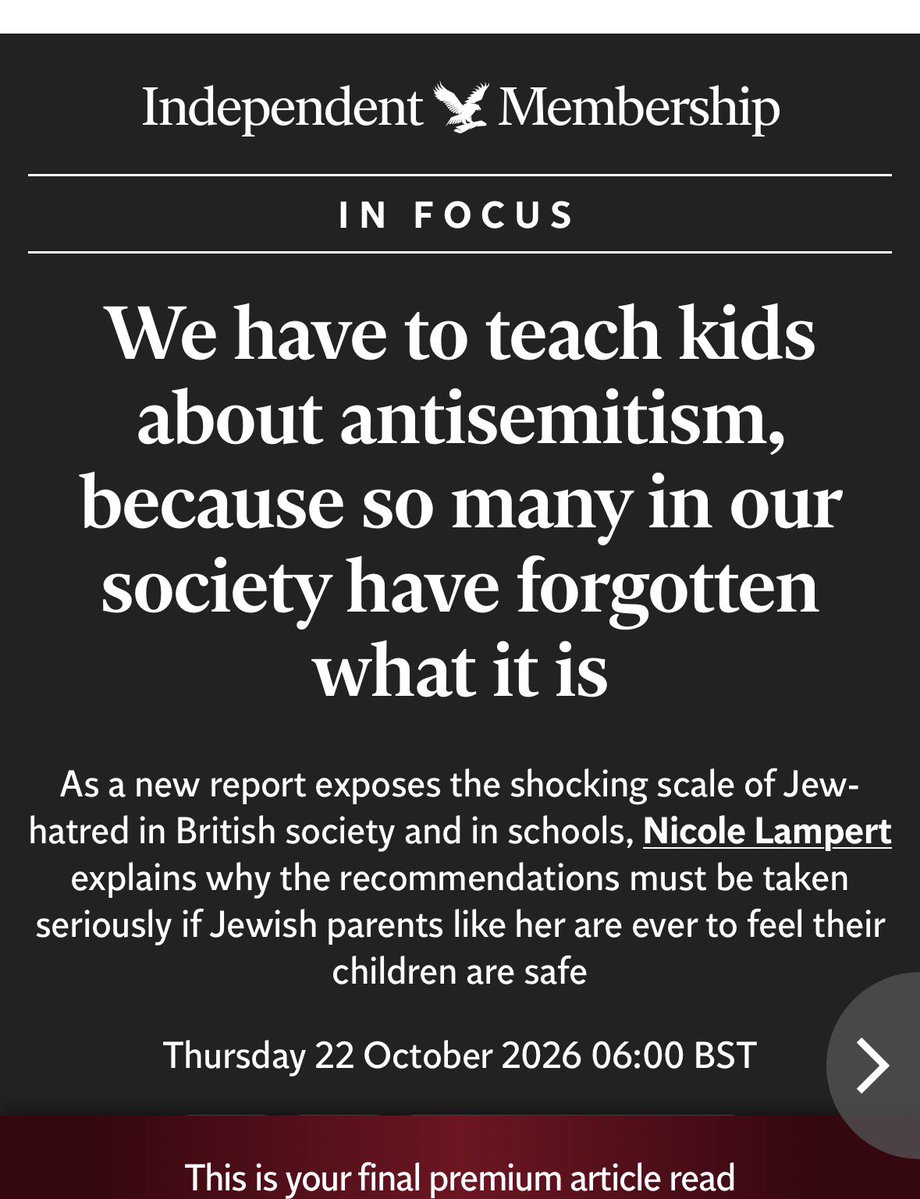 nicolelampert's tweet photo. My piece in @Independent explaining why antisemitic bullying in schools is wrong. 
Link below (if you are not a subscriber, you can open an account and get free access). https://t.co/CyiiGwDKlt
