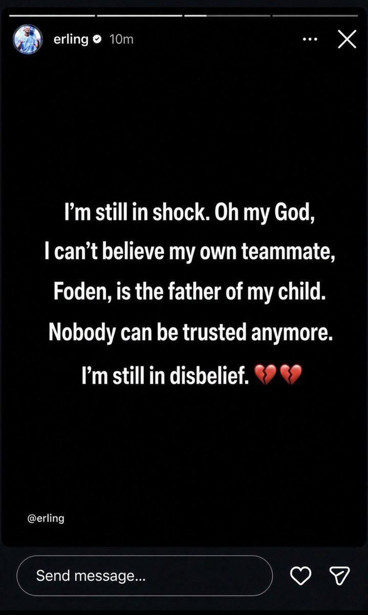 Ayo__musco's tweet photo. Erling Haaland is reportedly heartbroken and frustrated after discovering that his girlfriend had been sleeping with his teammate, Phil Foden, and that Foden is the biological father of his child. 💔😭 https://t.co/7SqSNhp5Gf