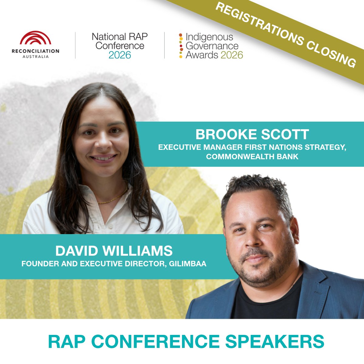 RecAustralia's tweet photo. Even more #RAPConference2026 speakers announced! 

📅 4 – 6 November 2026
📍 Adelaide Convention Centre, Tarntanya/Adelaide
🎫 Register now: https://t.co/UhAl0C94GJ

#Reconciliation #ALLIN https://t.co/mHG8Rbu9h0