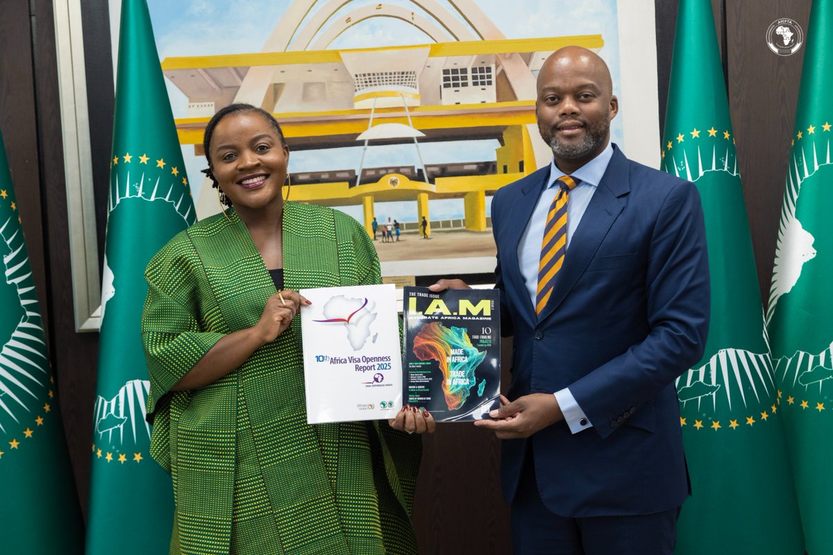 AfCFTA's tweet photo. Strengthening institutional partnerships remains essential to advancing #AfCFTA implementation and expanding opportunities for intra-African trade.
 
H.E. @MeneWamkele, Secretary-General, met with Dr @JoyKategekwa , Director of the Regional Integration Coordination Office at the African Development Bank Group (@AfDB_Group ), to discuss ongoing cooperation in support of the #AfCFTA.
 
The discussions focused on regional integration, private sector development, regional value chains and opportunities to strengthen support to Member States.
 
The meeting also reviewed progress under the Bank’s support to the Secretariat and priorities for the next phase of cooperation, reaffirming a shared commitment to Africa’s industrialisation, competitiveness and economic transformation.
 
#AfCFTA #CreatingOneAfricanMarket